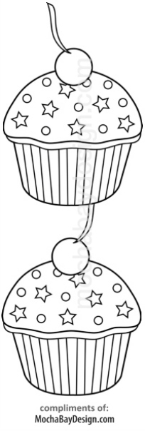 print coloring page - Cupcakes with stars