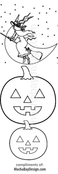 print Halloween Witch coloring bookmark