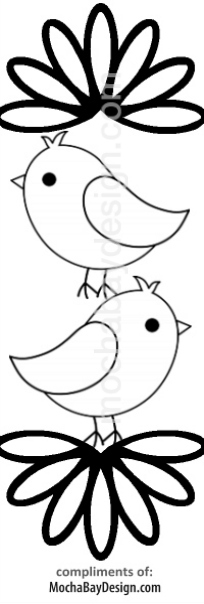 print coloring page - Cute Birds