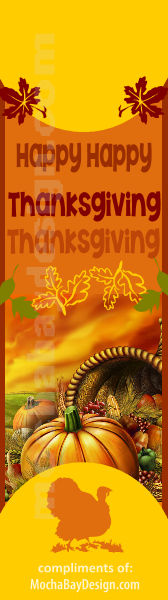 printable Happy Thanksgiving full color bookmark