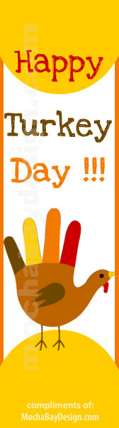 printable Happy Turkey Day full color Thanksgiving bookmark