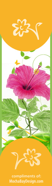 print flower bookmark - Pink Hibiscus