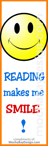 Reading makes me smile (smiley face) - bookmark