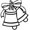 printable Christmas Bell with Bow and Holly coloring page