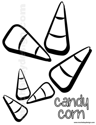 view and print Candycorn Halloween kids coloring page