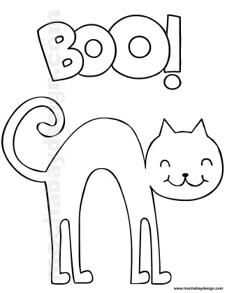 view and print Halloween Cat kids coloring page