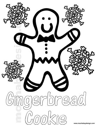 printable Christmas Gingerbread Man coloring page