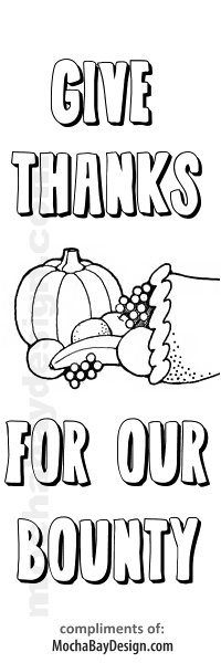 Give Thanks for Our Bounty printable coloring Thanksgiving Theme bookmark