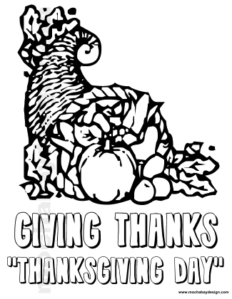Giving Thanks on Thanksgiving Day printable kids coloring page