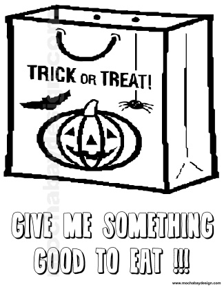 view and print Candy Trick or Treat Bag Halloween kids coloring page