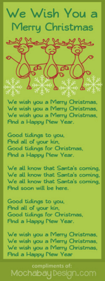 We Wish You a Merry Christmas free printable Christmas holiday song lyrics
